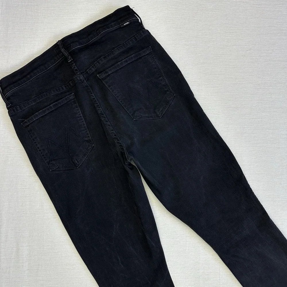 Mother Stunner Zip Ankle Step Fray Jeans Size 31 Black USA Not Guilty Wash - Picture 11 of 13